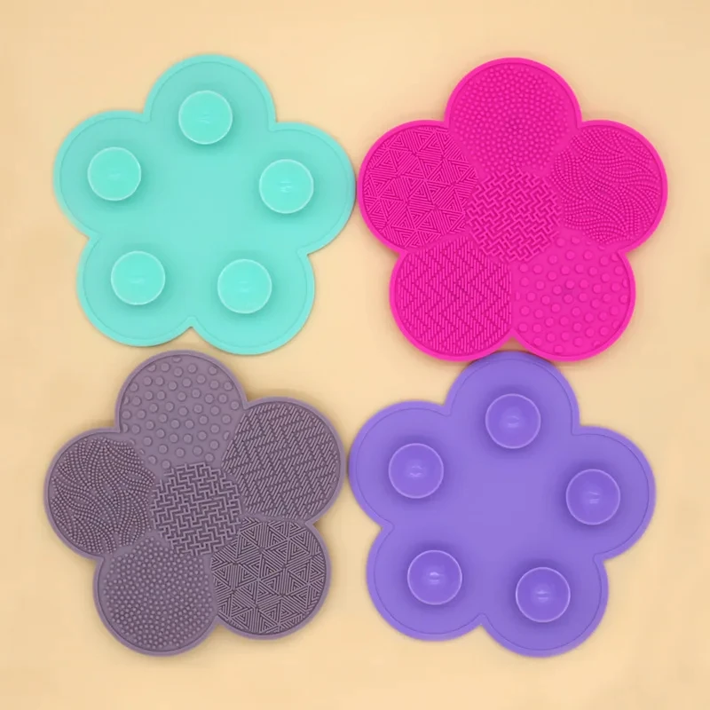 Silicone wash pad para lavar ameixa flor, pincéis de maquiagem, ferramentas de beleza, sucção, fundação cosmética