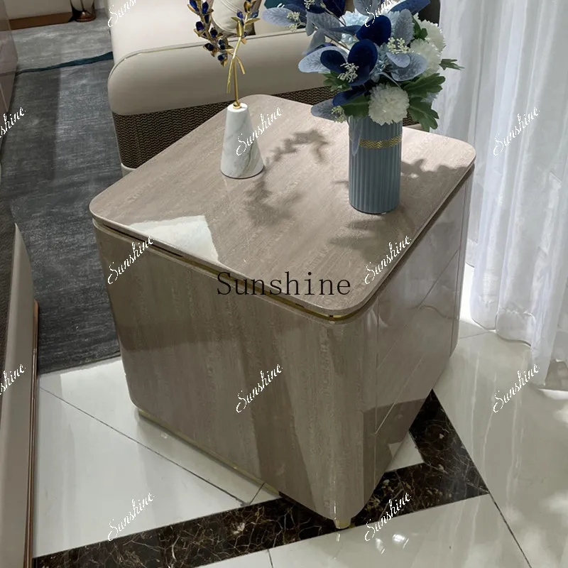 

Italian light luxury large and small apartment living room sofa edge modern solid wood furniture FT