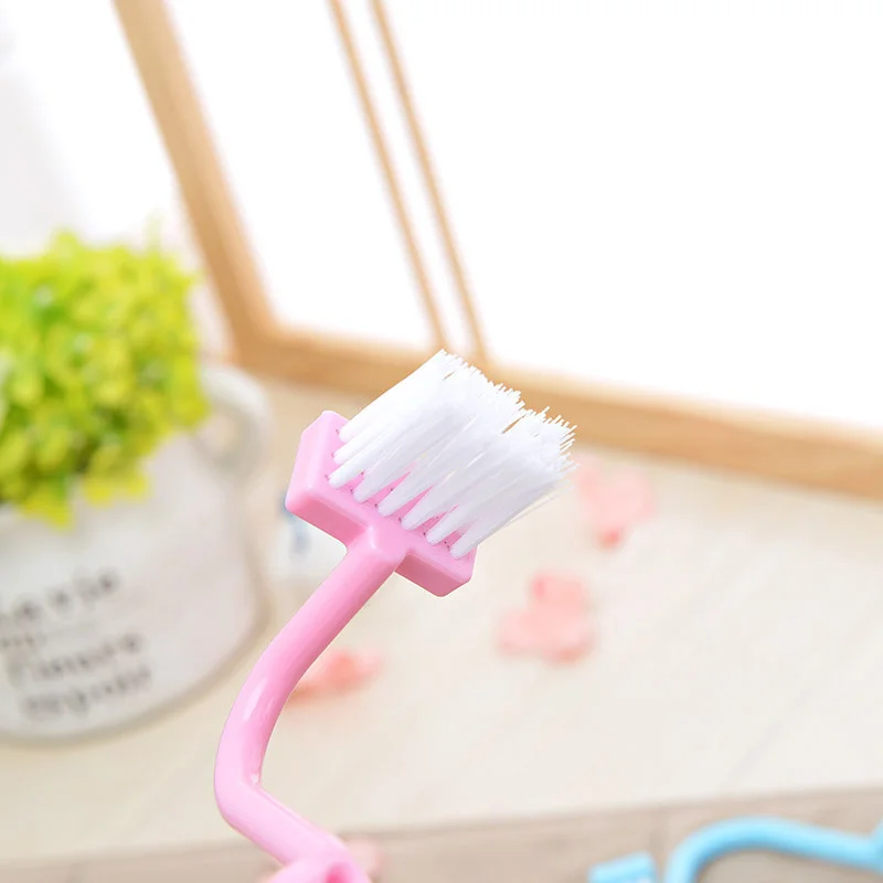 1PC New Portable Toilet Brush Scrubber V-type Cleaner Clean Brush Bent Bowl Handle No Dead Corner Cleaning Brush Random Color