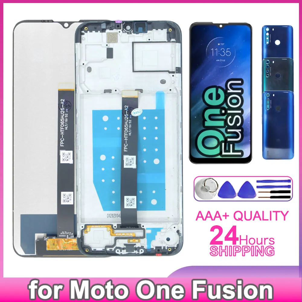 Pantalla IPS para Motorola Moto One Fusion LCD montaje de digitalizador táctil con marco para Moto One Fusion XT2073 XT2073-2