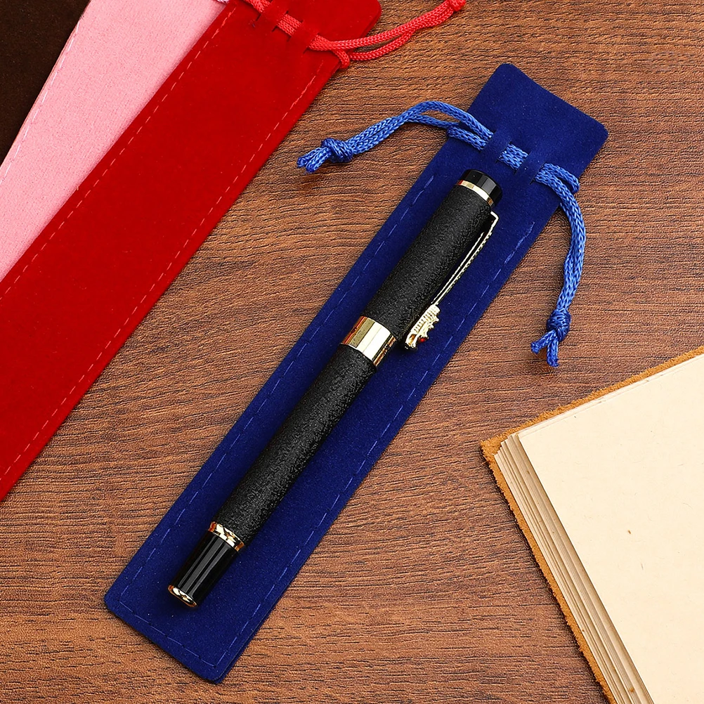 

20Pcs Drawstring Pen Bags Anti-Scratch Lint Material Portable Storage Gift Pouches for School Office Supplies Pen Bags