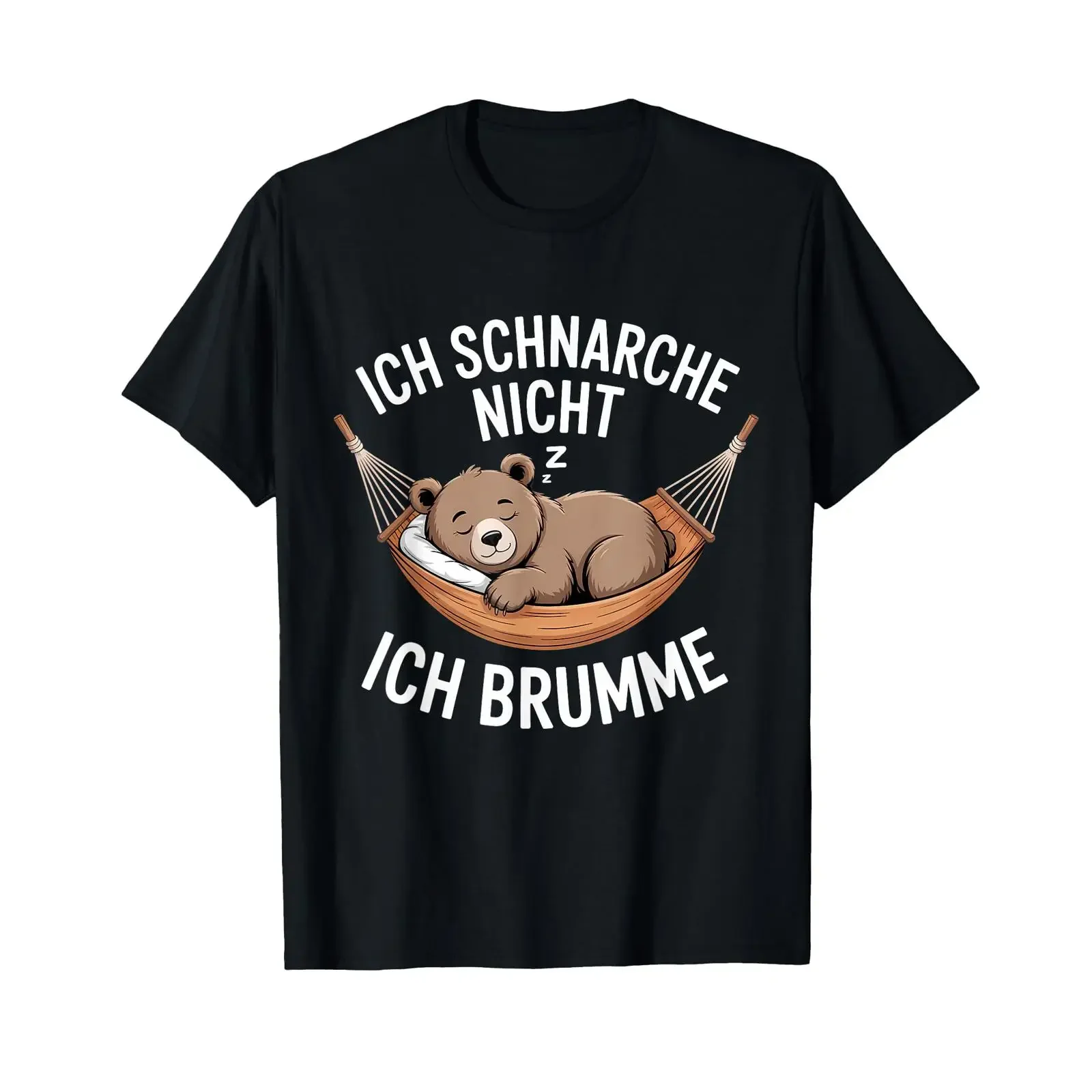 T-Shirt mit deutschem Text Ich Schnarche Nicht Brumme Beer Vintage Washed Homme Bequem Unisex Vielseitig