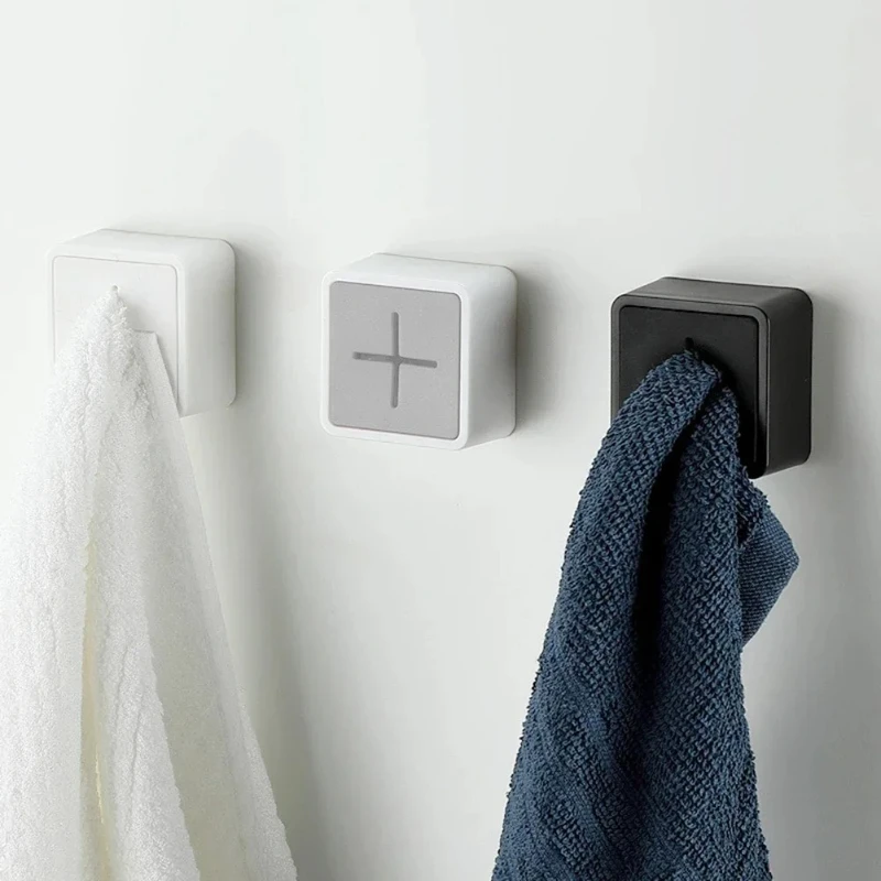 Towel Plug Holder Self Adhesive Wall Mounted Bathroom Hook Storage Rack Waterproof Kitchen Rag Dishcloth Clip Organizer Hooks