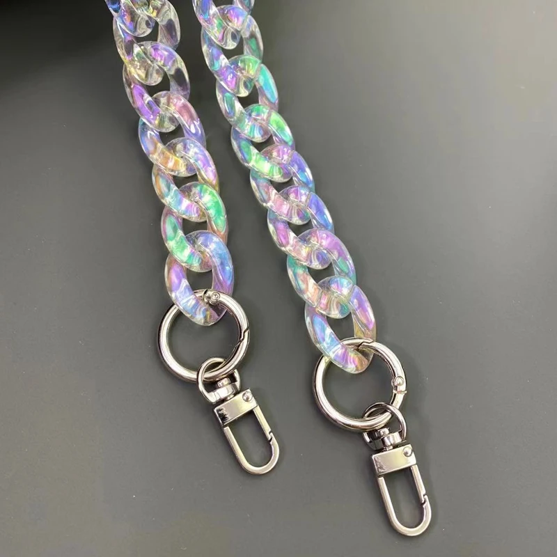 FishSheep DIY Iridescent Acrylic Chunky Chain Strap For Handbag Bags Resin Colorful Chain For Necklace Jewelry Accessories