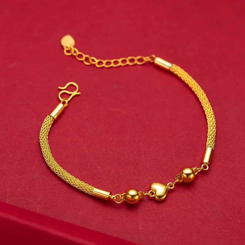 9999 real gold 24K yellow gold Ladies bracelet love all-match