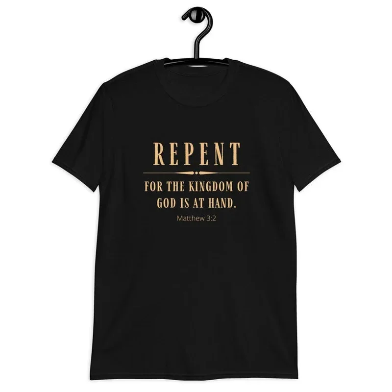 Repent Printing Tee Hipster Faith Slogan Tops Streetwear Basic Style Tees Custom T-shirt For Womens