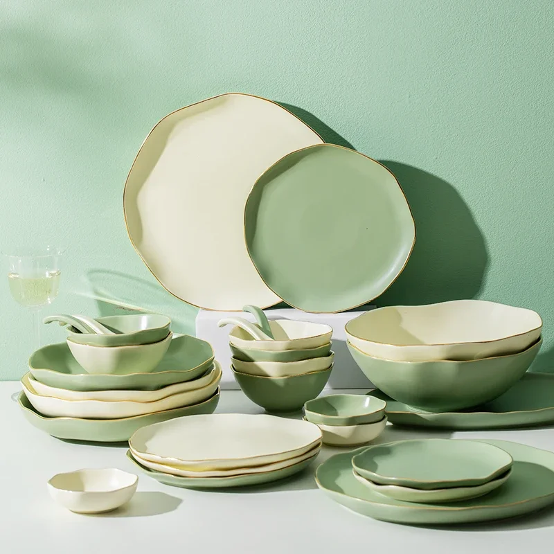Irregular Ceramic Bowls, Eco Friendly Tray Dinnerware Set, Dining Serving Dishes, Fruit Plates for Dropshipping