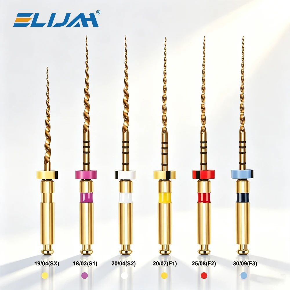 ELIJAH 6pcs/Box Dental Heat Activated Canal Root File Pro-Taper Gold Flexible Endo Rotary Files Dentistry Endodontic Tools