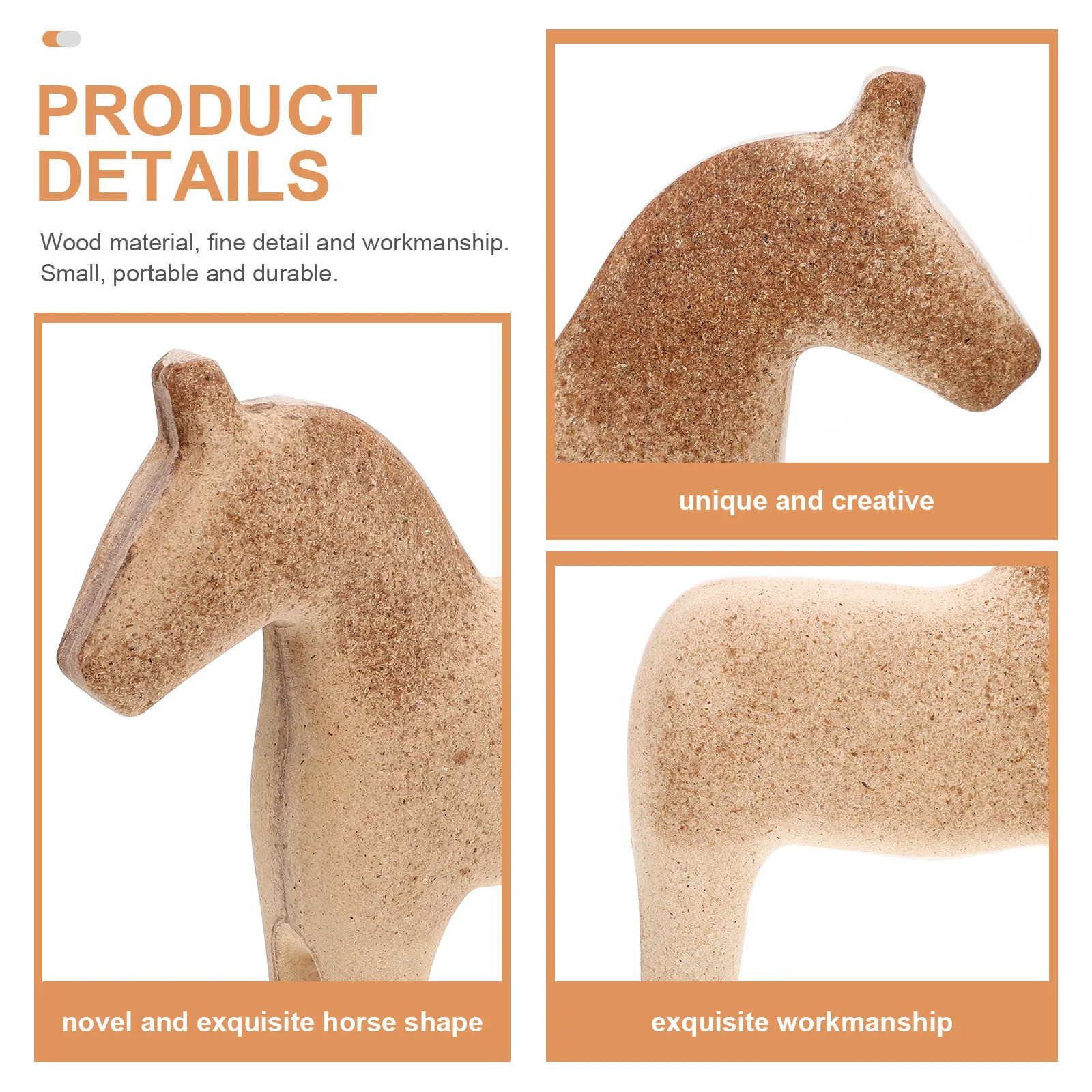 

2pcs Wooden Shape Decorative Horse For Desk Animal Decor Housewarming Horse Decoration Office Home Housewarming Gift Animal