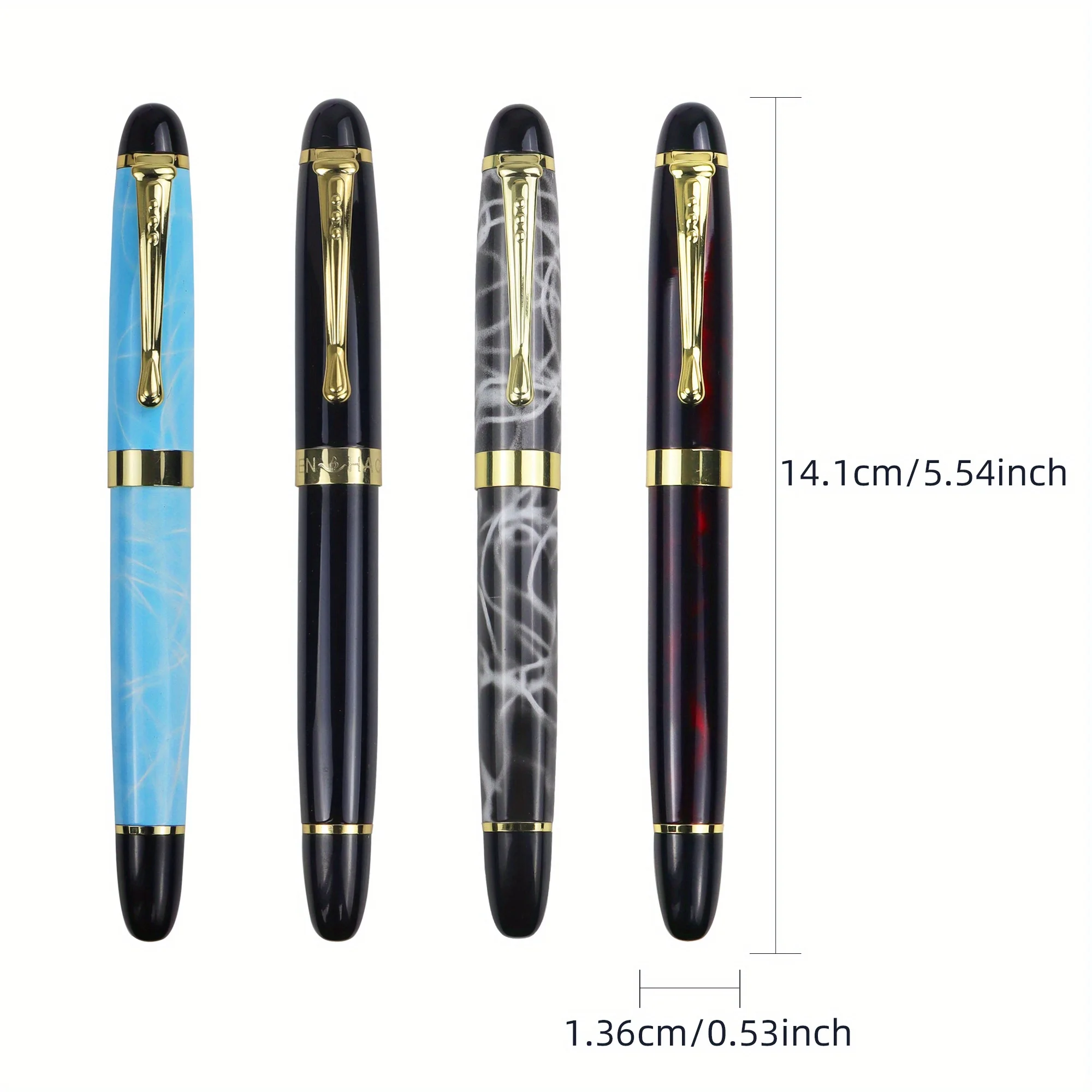 1 Pc Luxury Marble Design Metal Fountain Pen,4 Colors Options,Elegant Gift Box Pack,for Business, Office, and Student Use