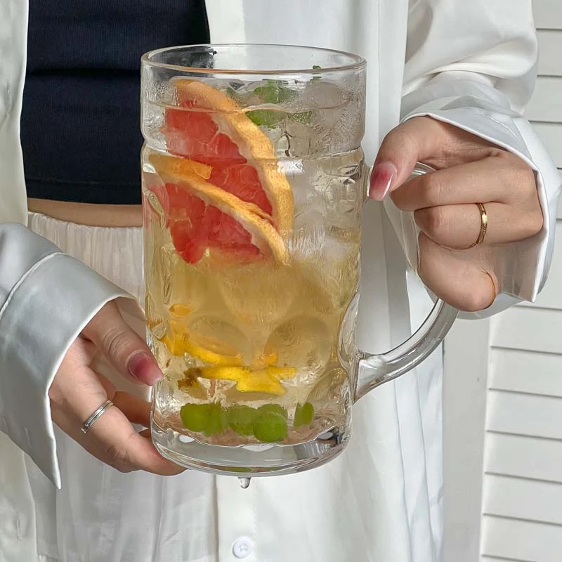 

Large capacity fruit tea cup 1000ml with handle, restaurant milk tea cup, juice cup, beverage cup, beer