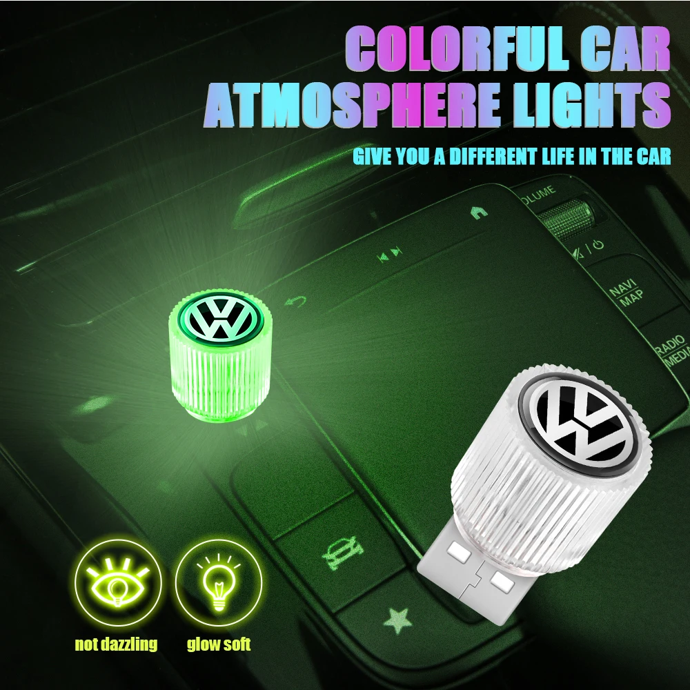 1pc Portable Light Plug Play Decorative Atmosphere Lamps Car Small USB LED Ambient Light For Volkswagen VW POLO Tiguan Passat