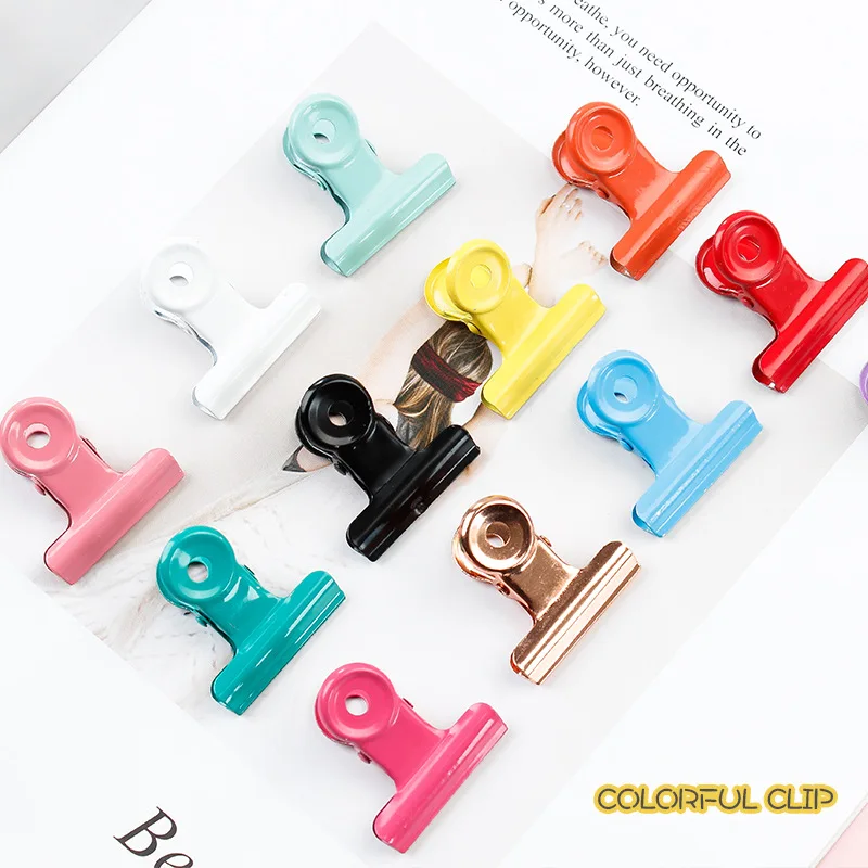 Unique-colored metal clip office supplies spring bill clip folder food sealing clip