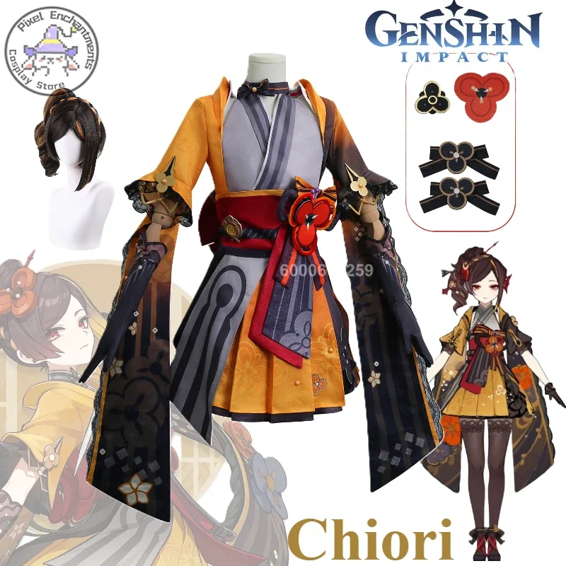 Genshin Impact เกม Chiori คอสเพลย์เครื่องแต่งกายชุดสตรีวิกผมอะนิเมะสไตล์จีนฮาโลวีนบทบาทเล่นชุด Comic Con ชุด