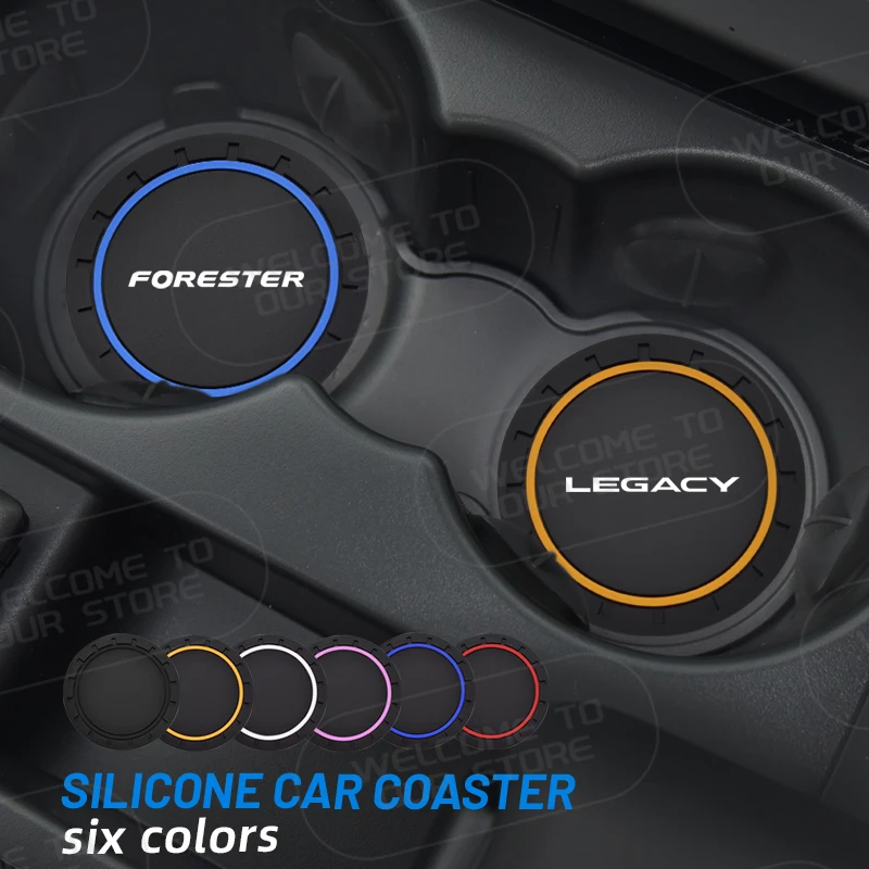 Автомобильная силиконовая подставка для Subaru Legacy Forester AWD LOGO, 2 шт., противоскользящий коврик для чашки с водой, вставки для подставок, аксессуары