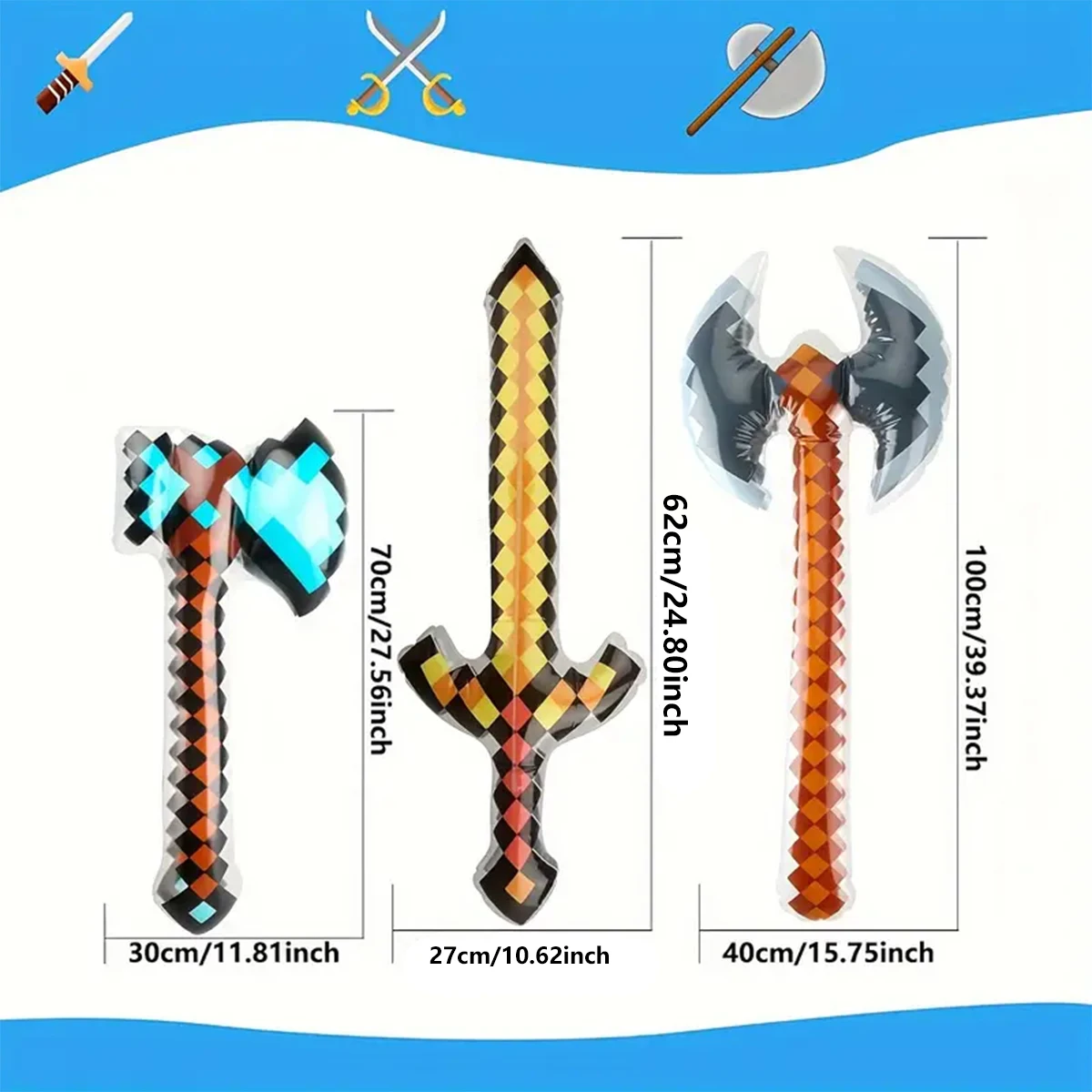 Pixel Style Toys Gemstone Sword Gold Sword Children's Toys Home Games Inflatable Supplies Swords Christmas Gifts