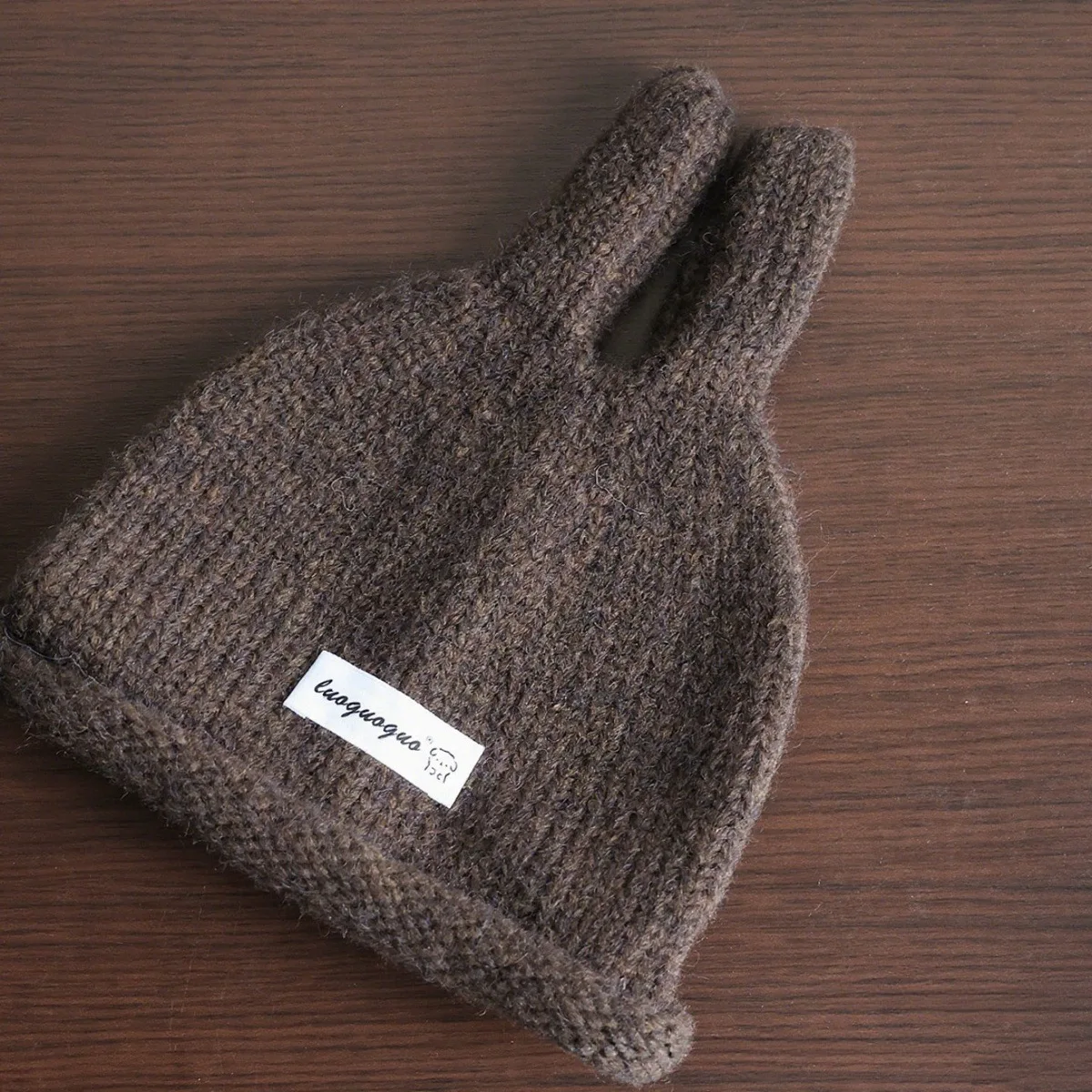 Niedliche Hasenohren-Baby-Wollmütze Herbst Winter Gerollter Rand Warme Strickmütze Kinder Jungen Mädchen Einfarbige Strickmütze Weihnachtsgeschenk – Detail 13