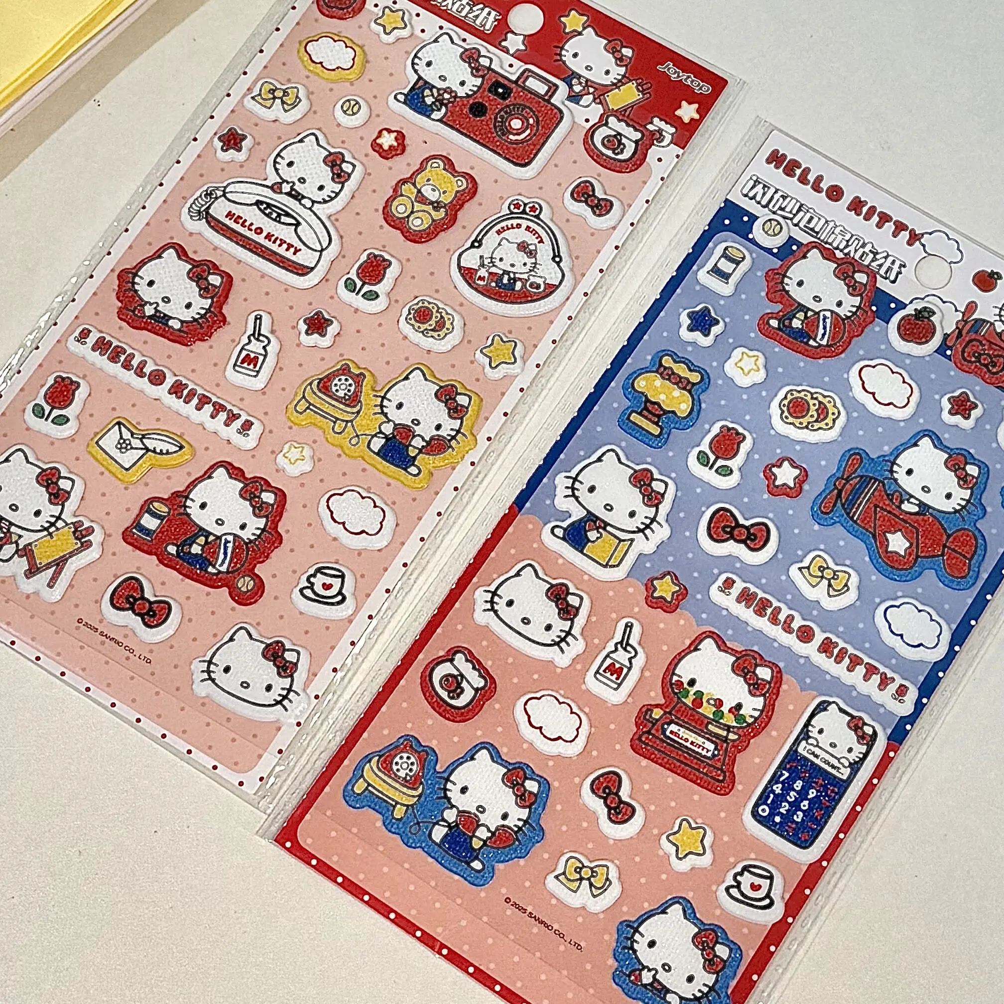 Genuine Sanrio Shimmering Hello Kitty Stickers Cartoon KT Cat Scrapbooking Frame Collage Notebook Label Sticker Toys Stationery