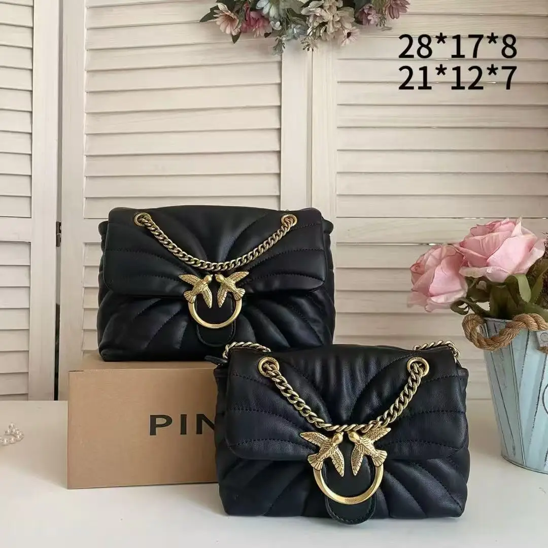 

Vintage Genuine Leather Swallow Bag with Heart Embossed & Chain Strap - Crossbody Shoulder Bag for Women, Elegant Underarm Purse