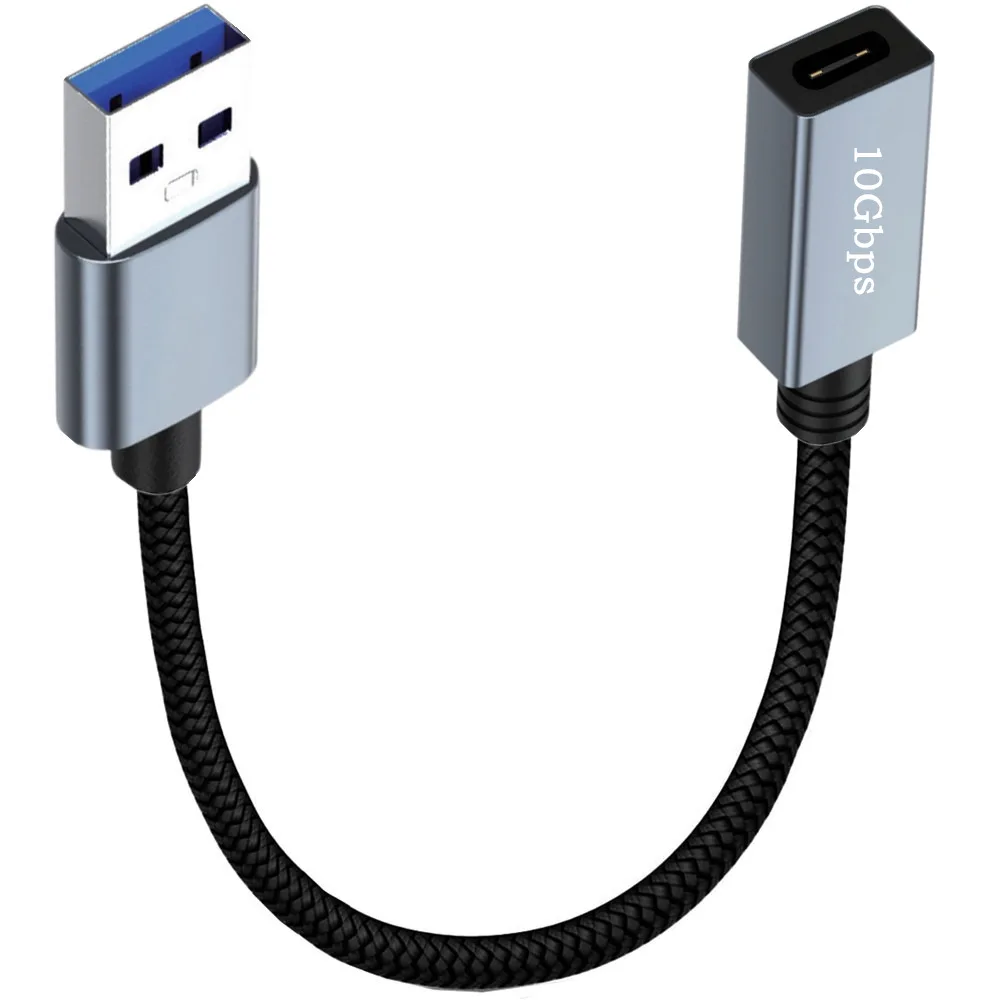 كابل توصيل USB 3.2 بشريط بيانات مزدوج الجوانب بسرعة 10 جيجابت في الثانية، كابل محول أنثى دوار USB من النوع C Gen2