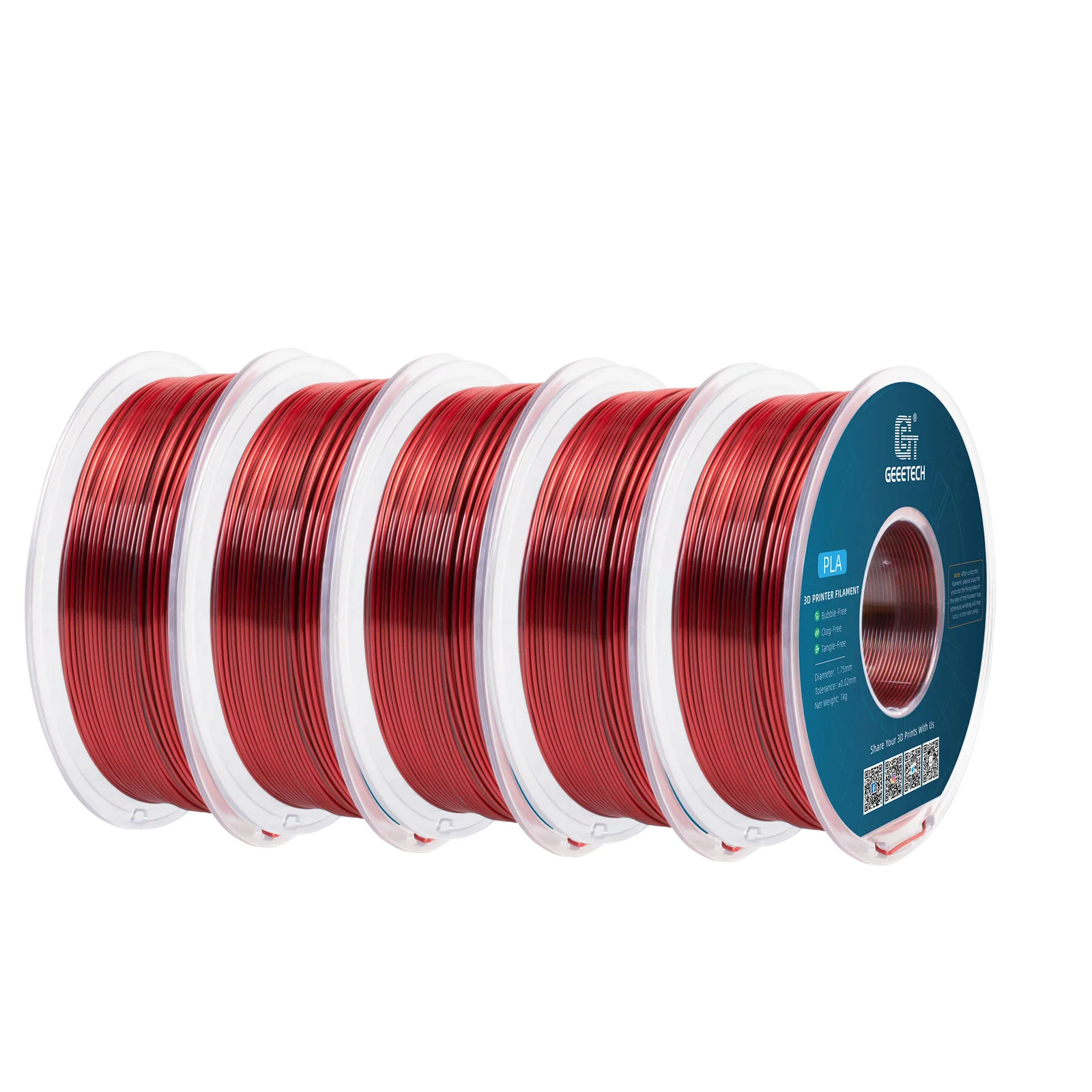 Geeetech Filamento PLA di seta bicolore doppio colore da 5 kg, filamento 3D Filo bobina da 1,75 mm (+/-0,03 mm) Confezione sottovuoto