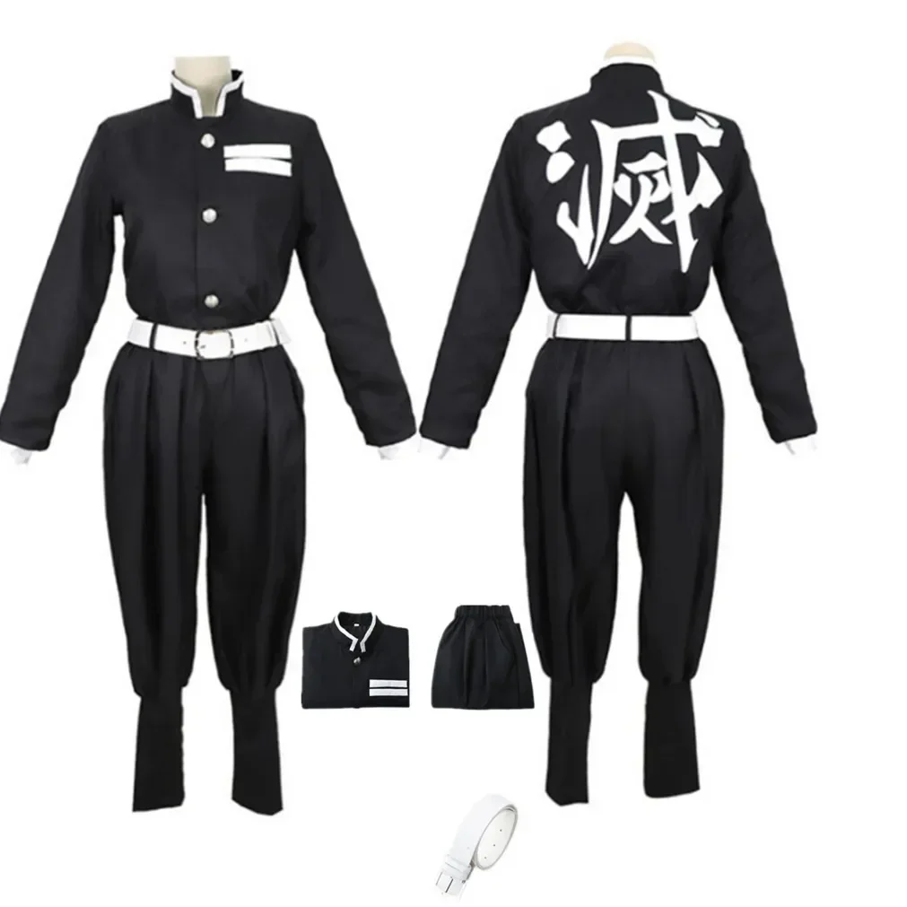 

Demon Slayers Kimetsu No Yaiba Cosplay Costume Top Jacket Pants Black Team Uniform Unisex Halloween Clothes