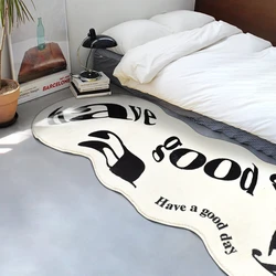 Creative Carpets for Bedroom Bedside Corridor Home Decoration Minimalist Black White Light Luxury Fashion IG Long Polyester Rugs