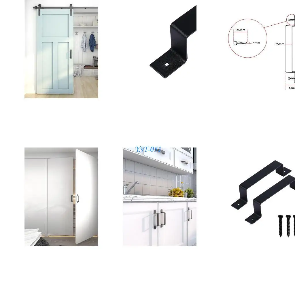 

E15A 2 Pcs Carbon Steel Furniture Handles Drawer Pulls Balcony Window Sliding Door Handle Modern Simple Barn Door Pulls