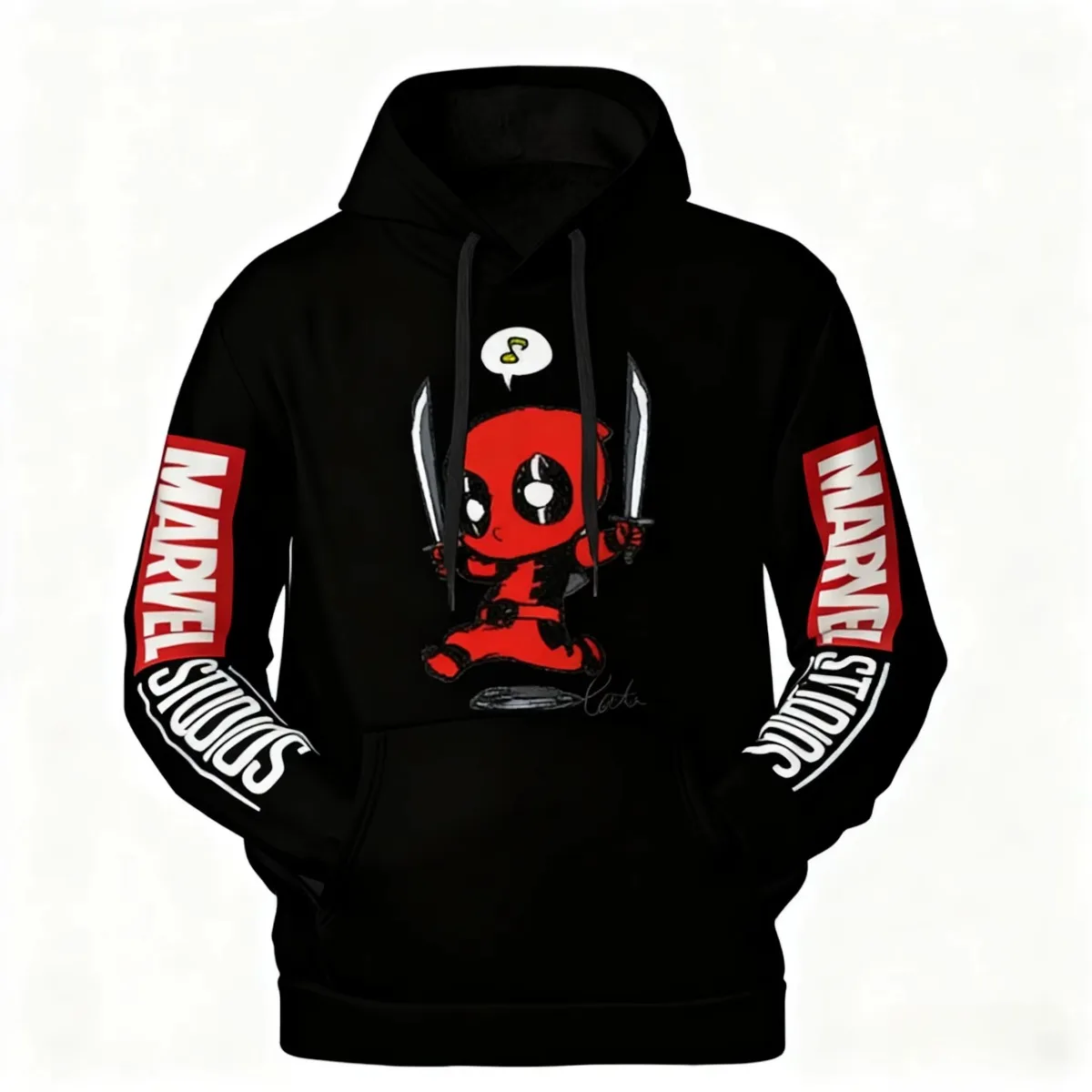 

Новая толстовка Marvel 2026 с принтом Happy Deadpool, удобный и универсальный свободный мужской топ