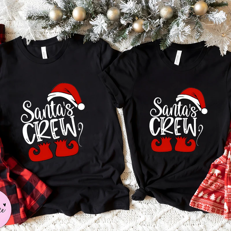 Santa\'s Crew Shirt Christmas T-shirts Santa Crew Family Outfit Cute Family Christmas Tee Shirts Family Party Tshirts Tops