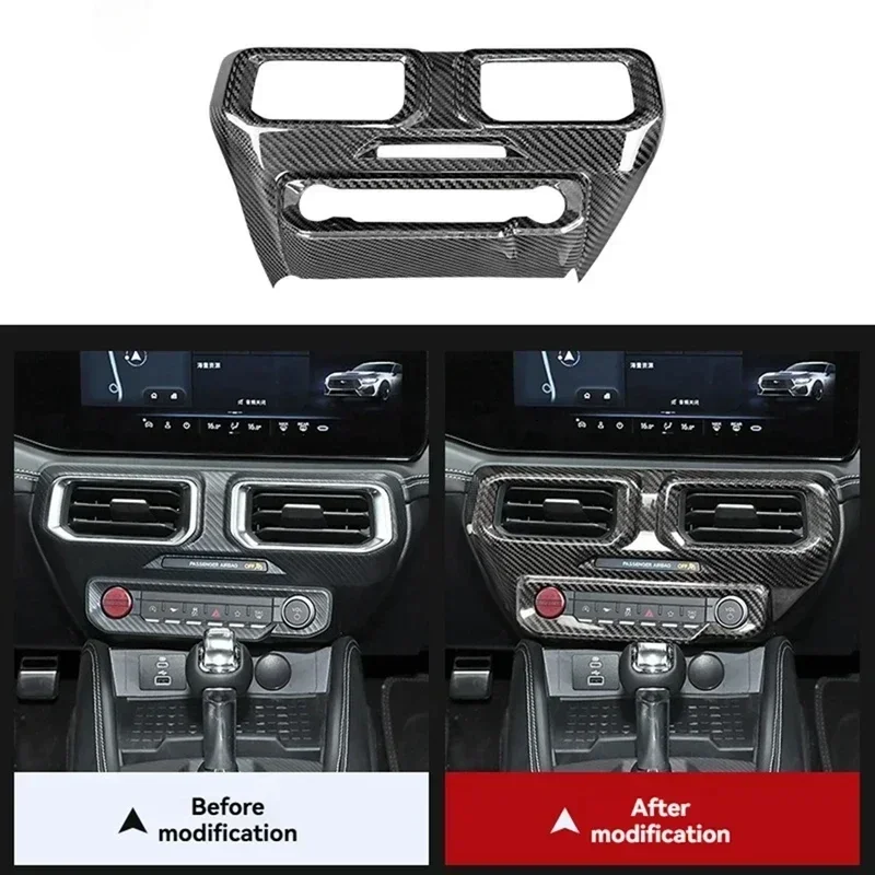 

For Ford Mustang Real Dry Carbon Fiber 2024 Interior Multi-Media Console Frame Cover Decoration Modification Accessories