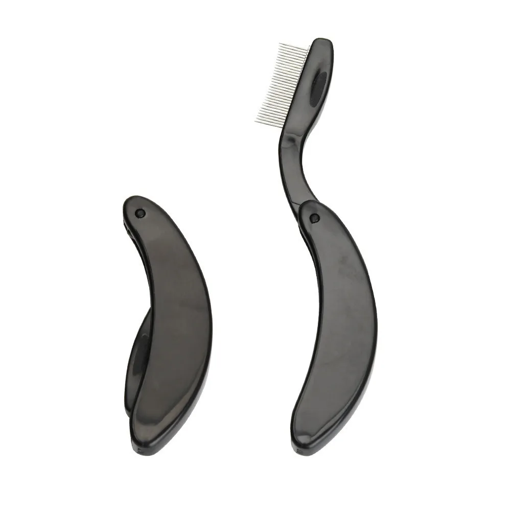 หวีแยกขนตาแบบพับได้ใหม่ ฟันสแตนเลส หวีมาสคาร่าละเอียดพิเศษ เครื่องมือแยกขนตา เครื่องมือแต่งหน้า