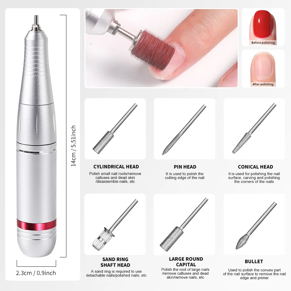 45000 U/min Professionelle Nagelbohrmaschine, wiederaufladbar, elektrische Nagelschleifmaschine, Feile für Maniküre, Gel-Nagellack-Schleifmaschine, geräuscharm – Detail 6