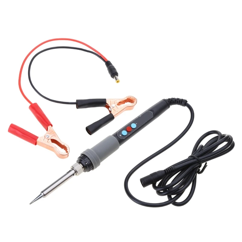 

LCD Soldering Iron Adjustable Temperature DC12V 24V 18-72W Low Solder Welding Tools with Brass Clamps