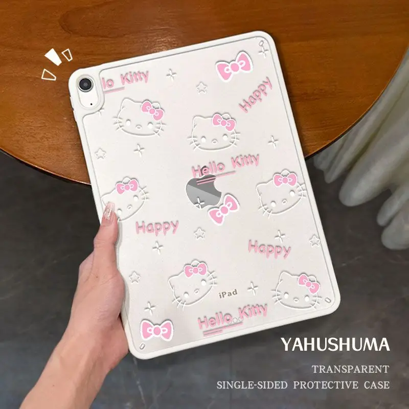 

Sanrio Hello Kitty's милый чехол для планшета Ipad10, новый стиль, акриловый мультяшный настольный компьютер с подставкой, защитный чехол для планшета с сердечком для девочек