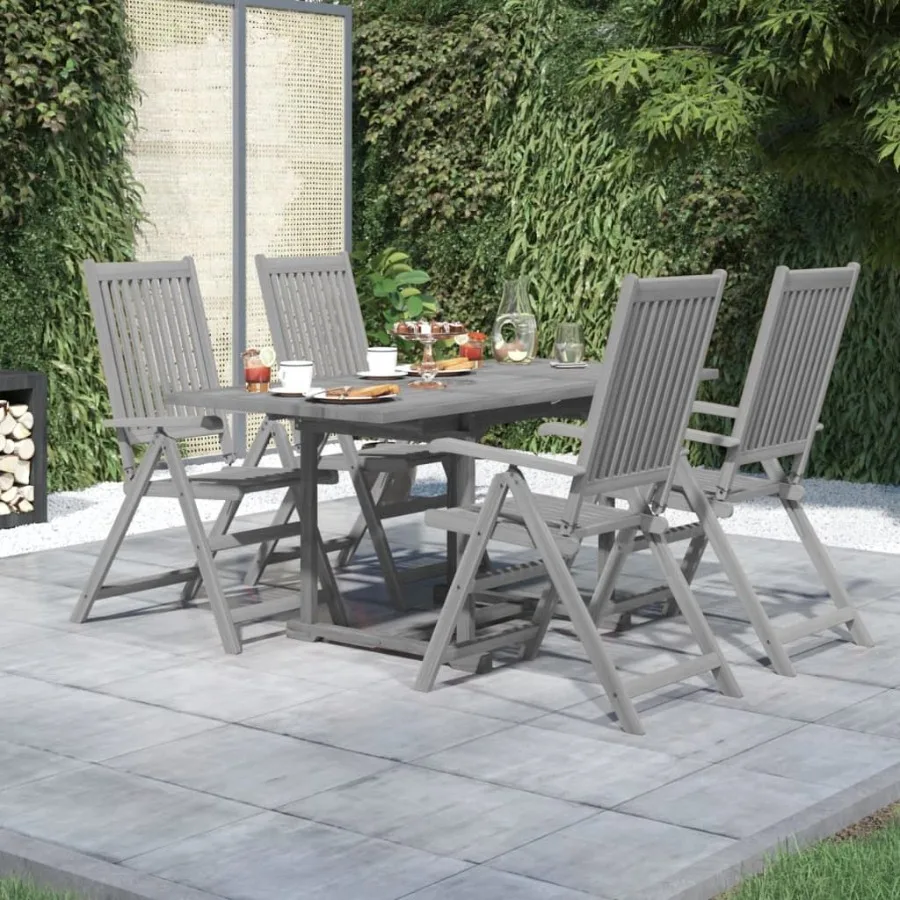 

5 Piece Patio Dining Set Solid Wood Acacia