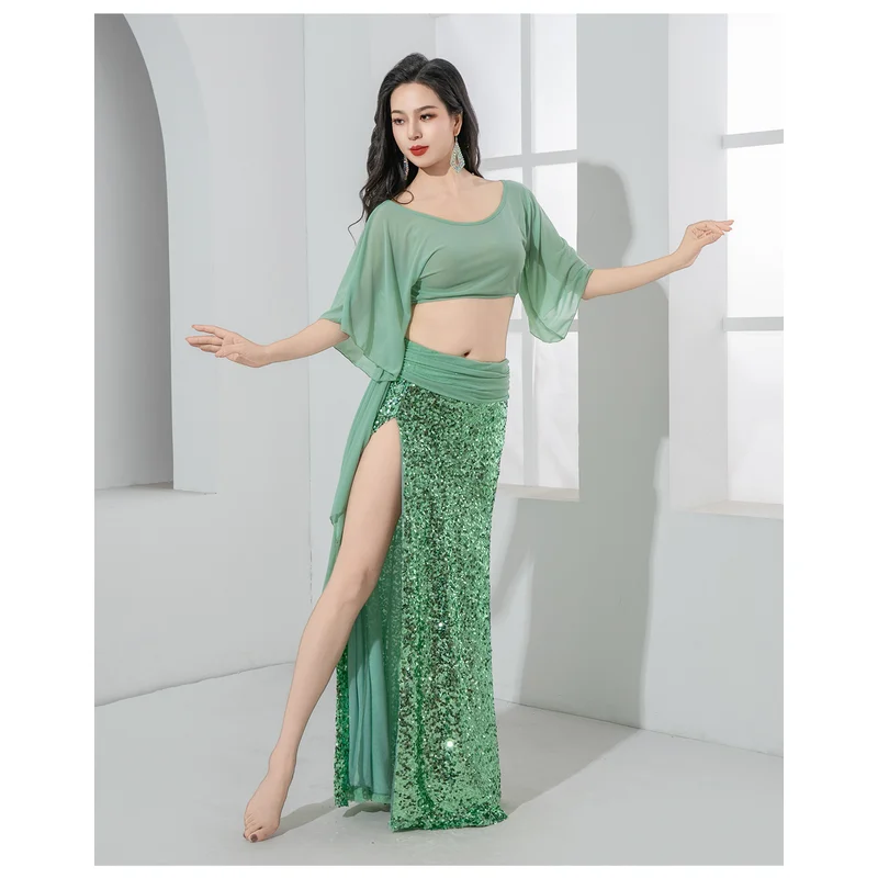 Roupas de dança do ventre novo estilo prática conjunto luz luxo lantejoulas traje dança oriental roupas desempenho