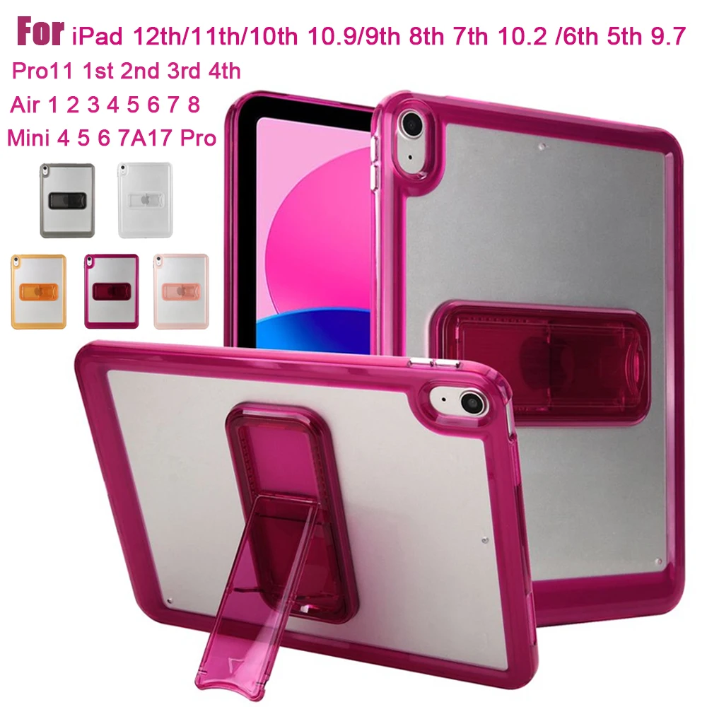 Acylic+TPU Stand Case For iPad Air 4 5 10.9 6 7 8 10.2 9th 10th 11th 12th Generation Cases iPad Pro 11 12.9 Mini 7 Tablet Cover