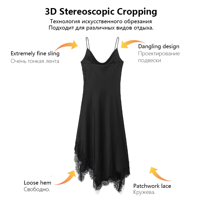 فستان نسائي عصري مع حواف من الدانتيل بحاشية غير متماثلة فستان أنيق ومتعدد الاستخدامات مناسب للحفلات المسائية والتجمعات #5