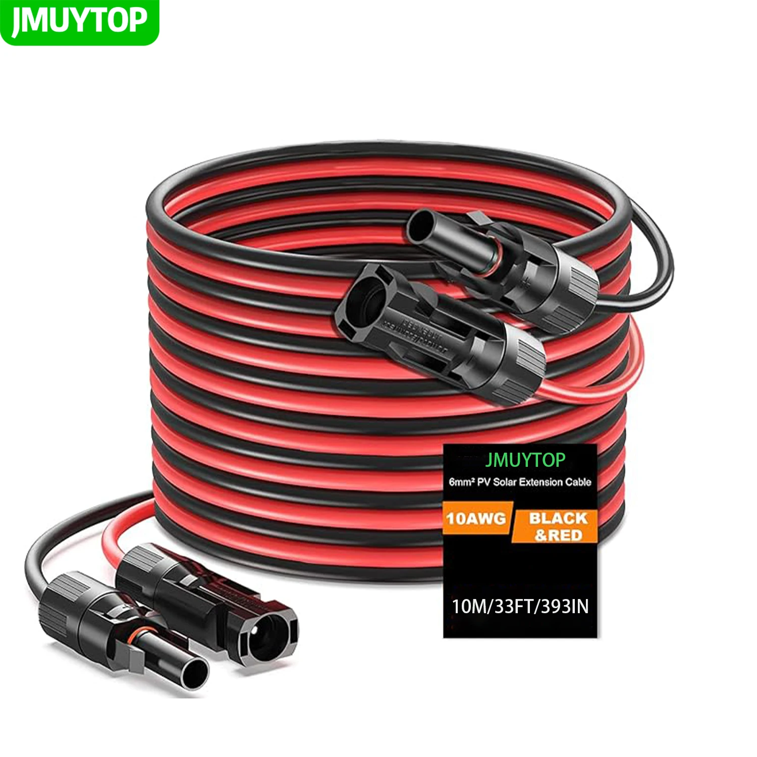 

JMUYTOP 33FT/10M Solar Panel Extension Cable 10AWG 6mm2 For Jakery/Renogy/Anker/EF ECOFLOW/ BougeRV Photovoltaic solar charger