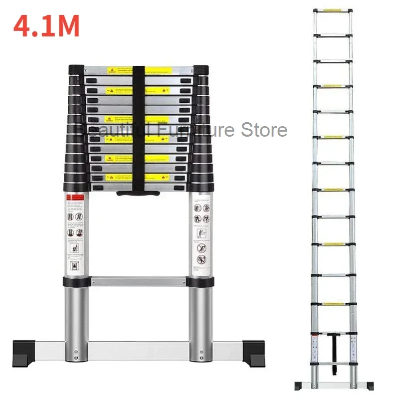 New 4.1m Stable Foldable Telescopic Aluminum Ladder Multi Purpose Industrial Herringbone Telescopic Straight Ladder Step