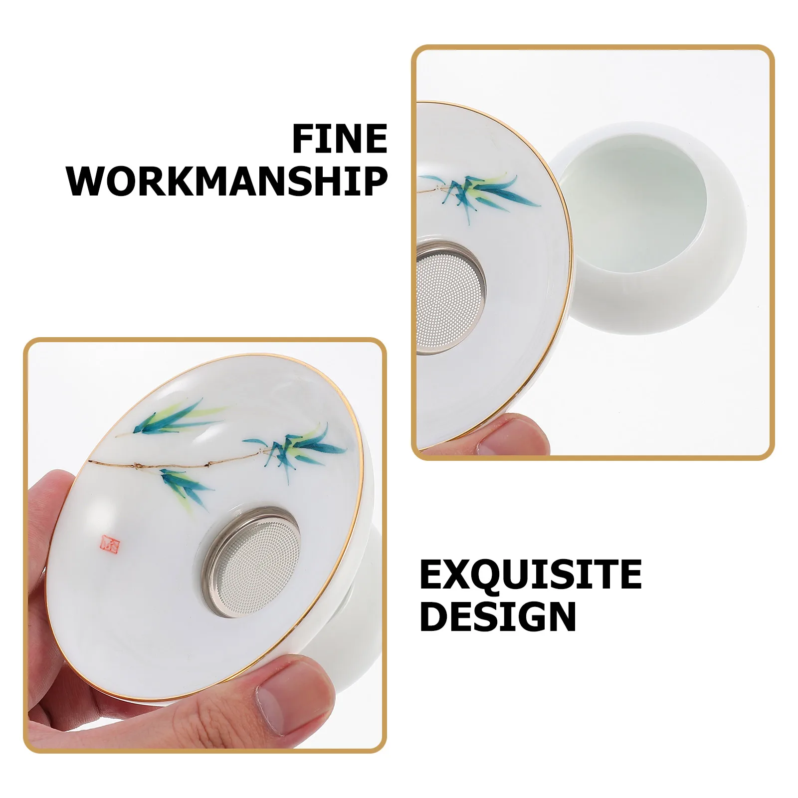 

Ceramic Tea Infuser Smooth Finish Tea Strainer Filter Antiqued Design for Daily Brewing and Serving Teapot Filter