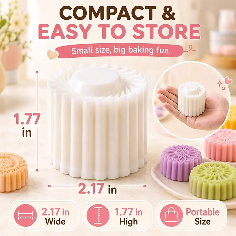 Doppelköpfige Gebäckform mit Sonnenblumenmuster, runde Mondkuchenformen, Pressform für Gebäck, DIY-Dessert-Backwerkzeuge für die Küche zu Hause. – Detail 6