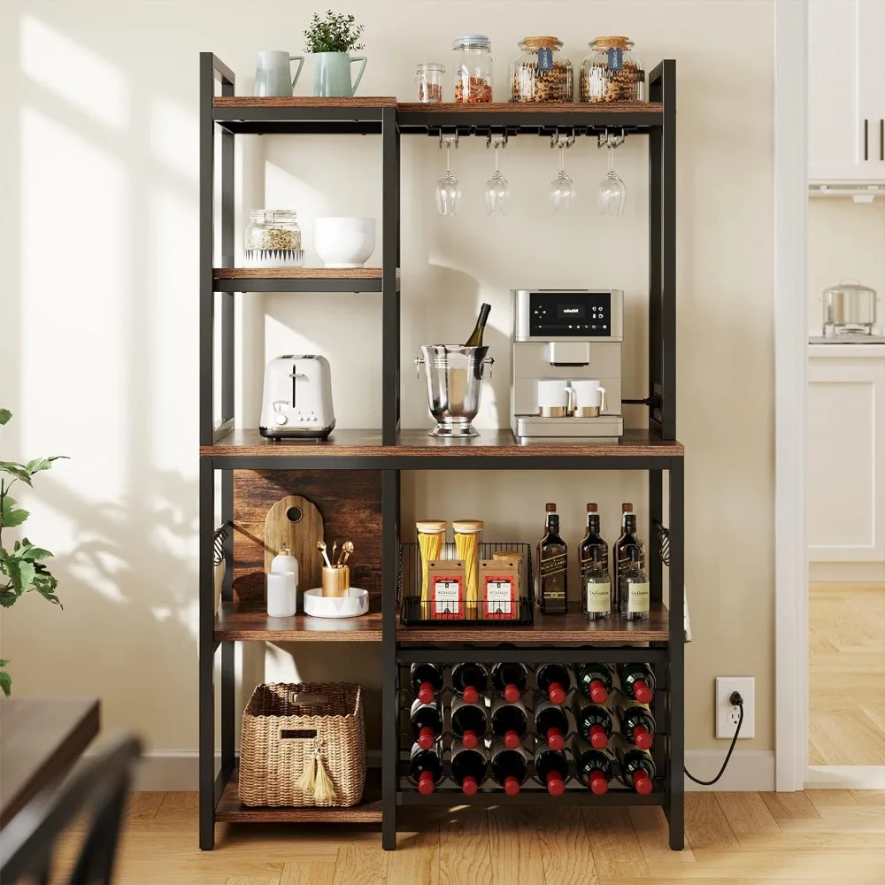 Liquor storage cabinet with power socket, independent floor, 15.75 inches deep x 35.49 inches wide x 62.99 inches high