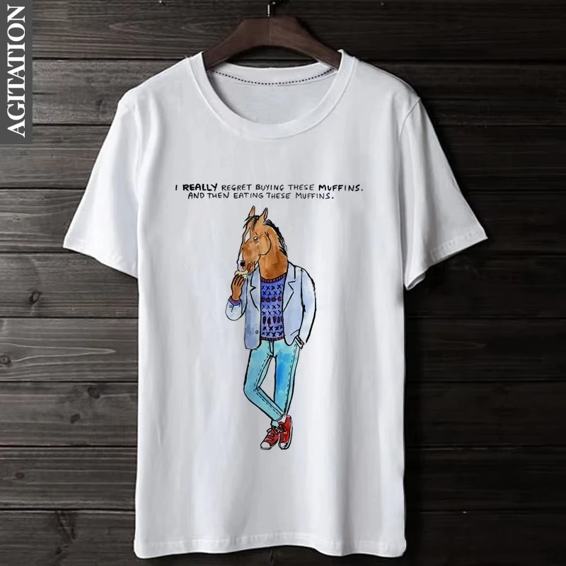 

Лошадь Мужской BoJack BoJack Американская драма Модный тренд Уличный стиль Высокое качество Повседневные спортивные мужские и женские футболки