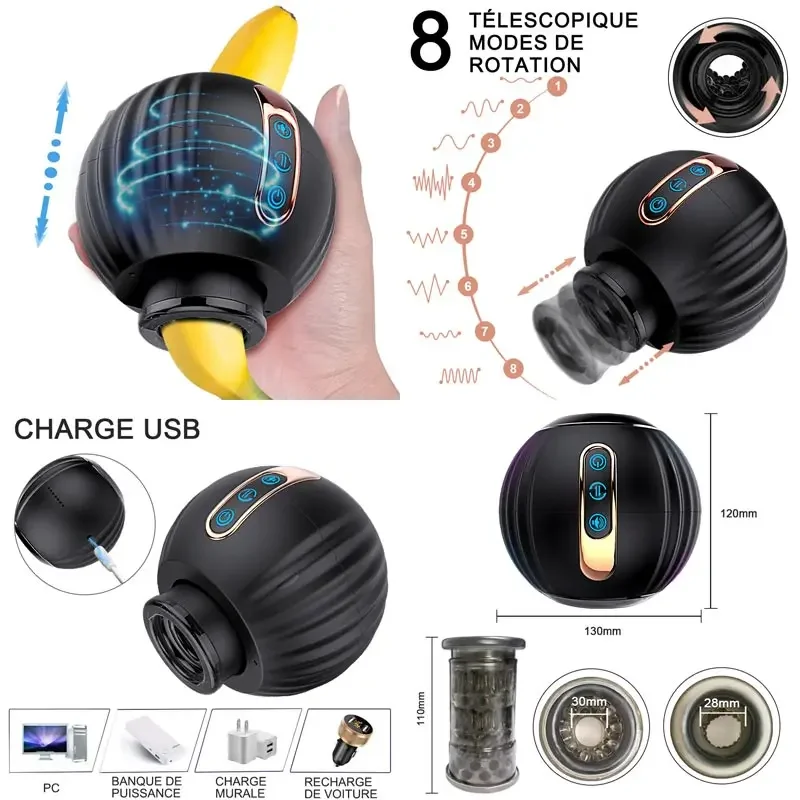 USB Rechargable Egg Masturbador para Homens e Mulheres, Pussy Sex Toys, Ass Sucção Vibrador, Blowjob Masturbador, Vaguinas