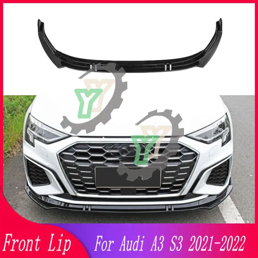 

3PCS Car Accessories Front Bumper Lip Spoiler Splitter Diffuser Detachable Body Kit Cover Guard For Audi A3 S3 Sport 2021 2022