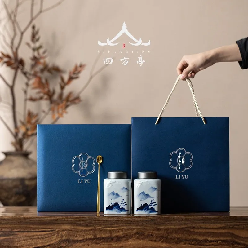 Hand-Painted Ceramic Tea Canister 2026 New Style Tea Storage Box High-End Packaging Box Chinese Style Tea Utensils Jingdezhen...