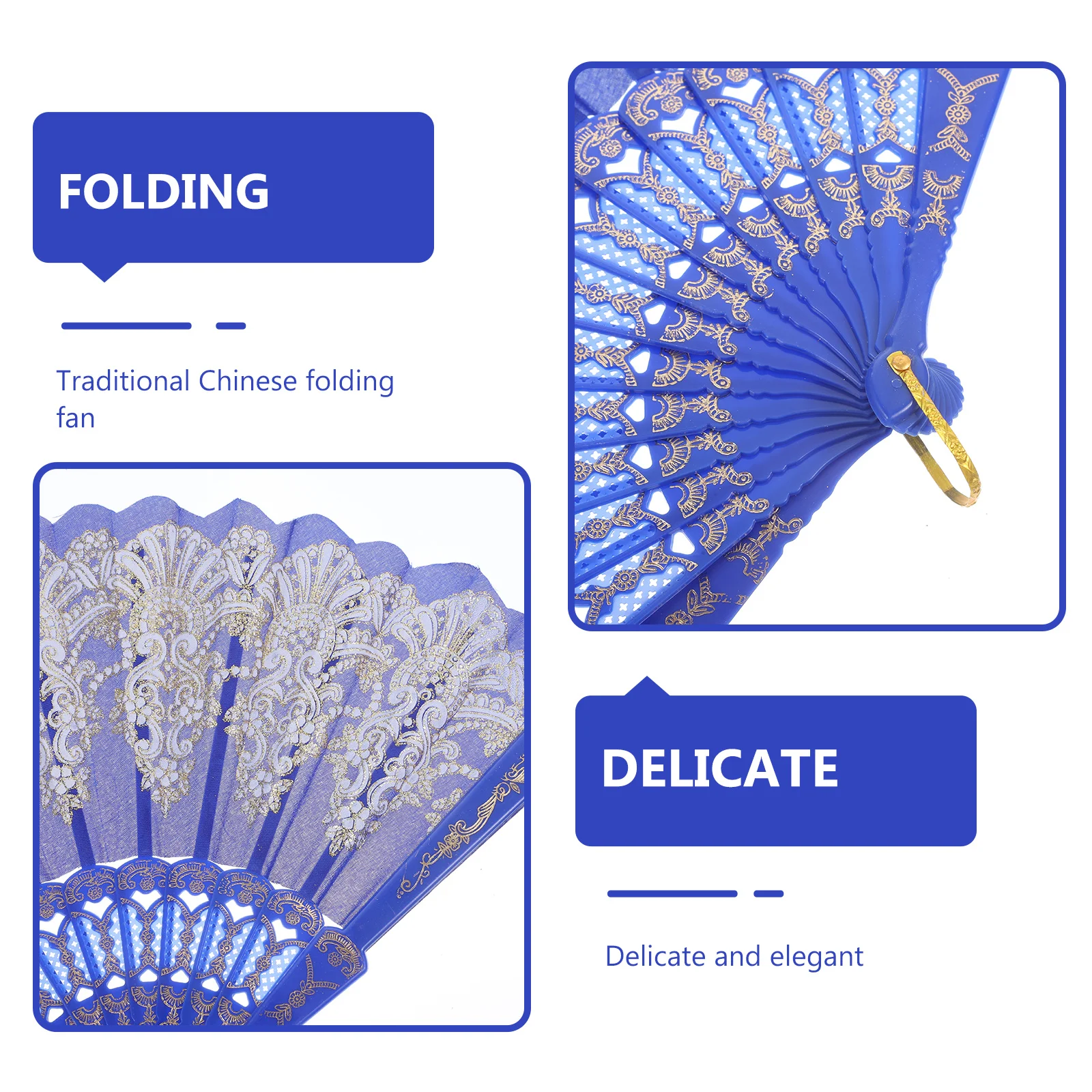 Chinese Style Folding Fan White Printed Handheld For Wedding Party Decoration Asian Dance Prop Foldable Lightweight