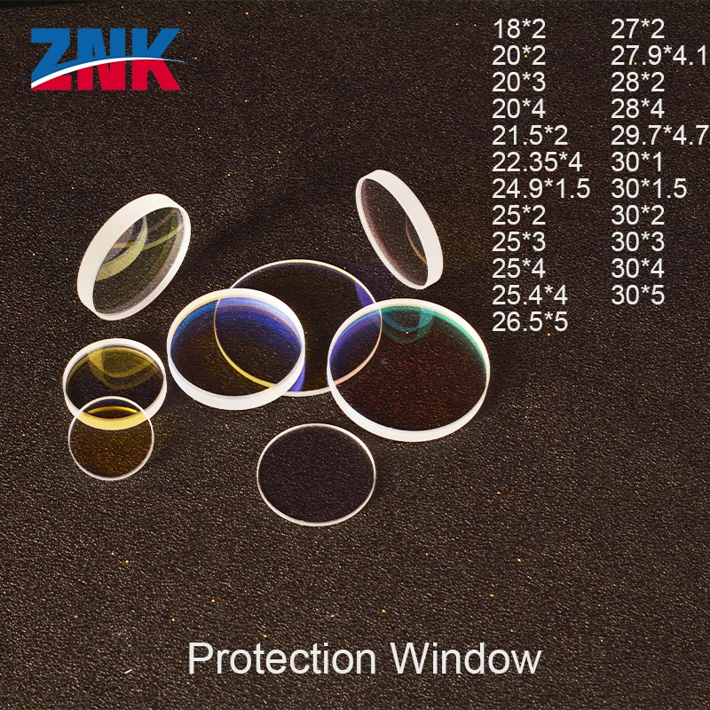 ZNK Fiber Laser Protection Lens Protective Windows Dia20/22.35/24.9/25.4/26.5/27.9 For WSX ProCutte Raytools Welding Laser Head